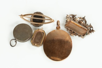 Five Gem-Set Brooches and Pendants with Portrait Miniatures and a Blackamoor Cameo