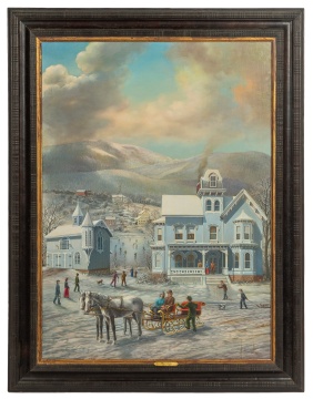 Albert Szatmar Nemethy (Hungarian/American, 1920-1998) Winter Scene with Sleigh