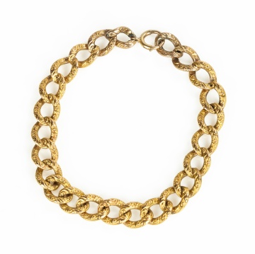 14K Gold Engraved Curb-Link Bracelet
