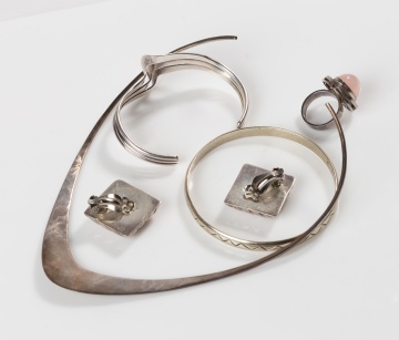Group of Modernist Sterling Silver Jewelry
