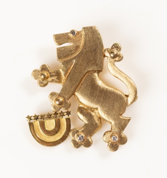 14K Gold and Diamond Lion of Judah Brooch
