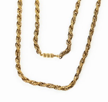 14K Gold Twisted Fancy-Link Long Chain