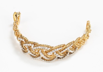 18K Gold and Diamond Braided Bracelet