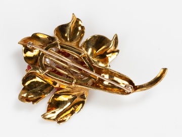 Cellino 18K Gold, Coral and Cultured Pearl Brooch