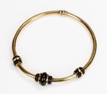 14K Gold and Onyx Collar Necklace