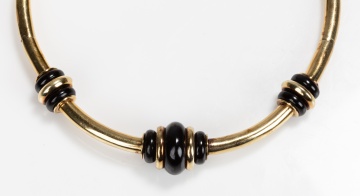 14K Gold and Onyx Collar Necklace