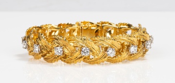Honora 18K Gold and Diamond Feather Link Bracelet