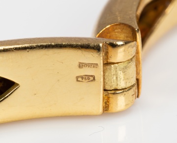 Italian 18K Gold, Diamond and Emerald Hinged Bangle