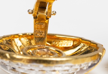 Jose Hess, Pair of 18K Gold and Diamond Earclips