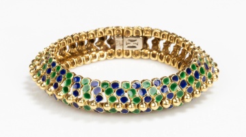 Italian 18K Gold and Enamel Bracelet