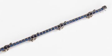14K White Gold, Synthetic Sapphire and Diamond Line Bracelet