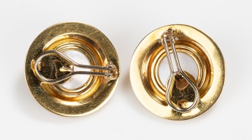 Pair of 18K Gold and Mabe Pearl Earclips