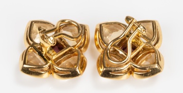 Antonini, Pair of 18K Gold, Citrine and Rhodolite Garnet Earclips