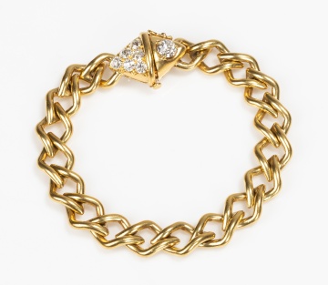 Henry Dunay 18K Gold and Diamond Curb Link Bracelet