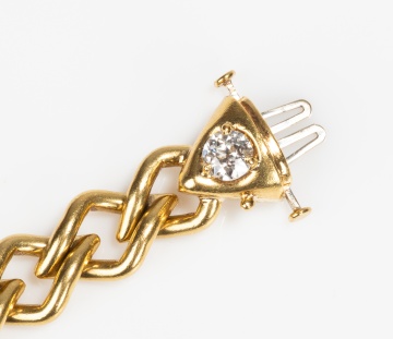 Henry Dunay 18K Gold and Diamond Curb Link Bracelet
