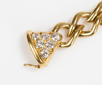 Henry Dunay 18K Gold and Diamond Curb Link Bracelet
