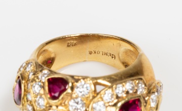 Gemlok 18K Gold, Ruby and Diamond Dome Ring