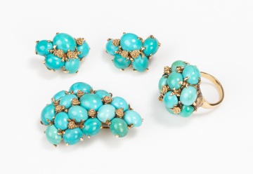 14K Gold and Turquoise Suite