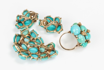 14K Gold and Turquoise Suite