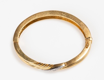 18K Gold and Diamond Hinged Bangle