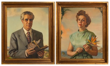 Jose Maria Lopez Mezquita (Spanish, 1883-1954) Pair of Portraits, Juan S. Vidarte and Francesca de Linares de Vidarte