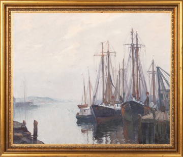 Emile A. Gruppe (American, 1896-1978) Gloucester Harbor, Misty Morning