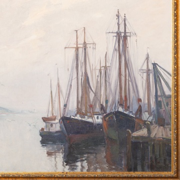 Emile A. Gruppe (American, 1896-1978) Gloucester Harbor, Misty Morning