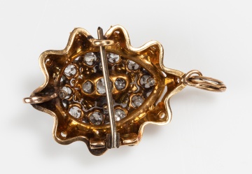 Victorian 14-18K Gold, Diamond and Enamel Pendant Brooch