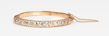 14K Gold and Diamond Hinged Bangle