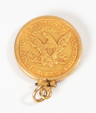 1881 Liberty Head $5 Gold Half Eagle in 14K Gold Pendant Mount