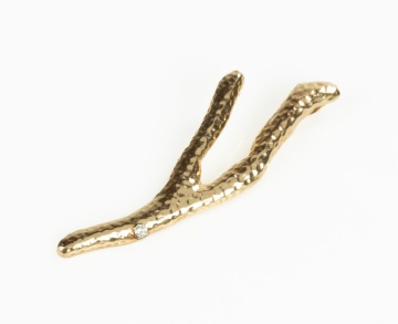 14K Gold and Diamond Keuka Lake Brooch
