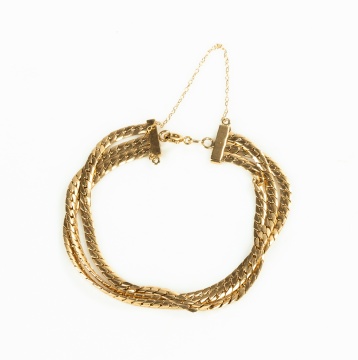 14K Gold Three-Strand Twisted Bracelet