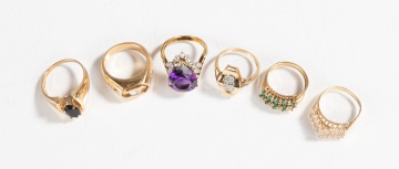 Six 14K Gold Rings