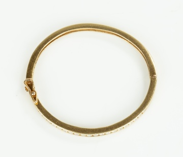 14K Gold and Diamond Hinged Bangle