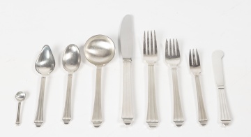 Hans Hansen 'Arvesolv No. 6' Danish Sterling Silver Flatware Service, 116 Pieces