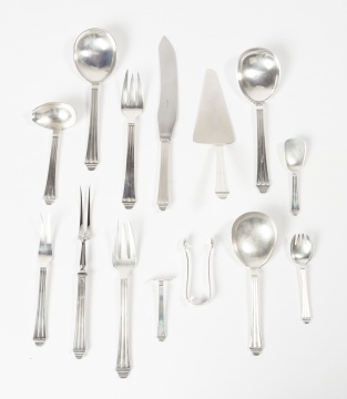 Hans Hansen 'Arvesolv No. 6' Danish Sterling Silver Flatware Service, 116 Pieces
