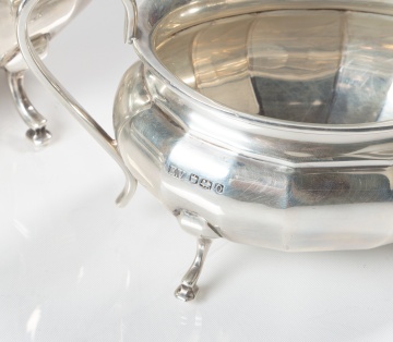George VI Sterling Silver Three-Piece Coffee Service and Tray, Emile Viner, Sheffield