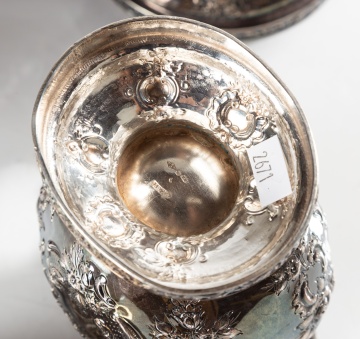 American Coin Silver Repousse Four-Piece Tea Set