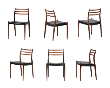 Niels O. Moller (Danish, 1920-1982) Set of Six Rosewood Dining Chairs, Model 78