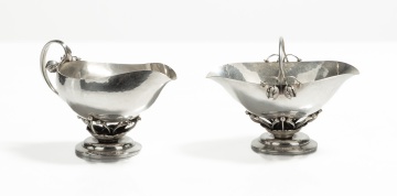 Georg Jensen Sterling Silver Creamer and Sugar Basket, No. 236
