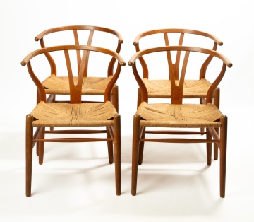 Hans J. Wegner (Danish, 1914-2007) Set of Four Wishbone Chairs, Model CH25
