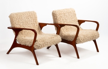 Pair of Sculpted Walnut Contour Lounge Chairs in the Manner of Vladimir Kagan