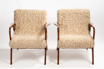 Pair of Sculpted Walnut Contour Lounge Chairs in the Manner of Vladimir Kagan