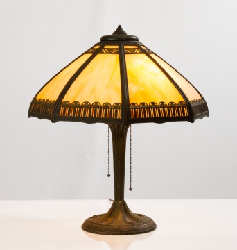 American Eight-Panel Caramel Slag Glass Table Lamp