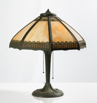 American Eight-Panel Caramel Slag Glass Table Lamp