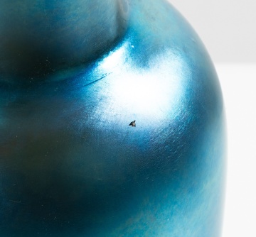 Steuben Blue Aurene Glass Lamp Base in Gilt Metal Mounts