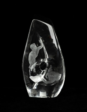 Steuben 'Genesis' Engraved Crystal Sculpture