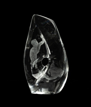Steuben 'Genesis' Engraved Crystal Sculpture