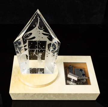 Steuben Engraved Crystal Music Box, Girl with Nutcracker