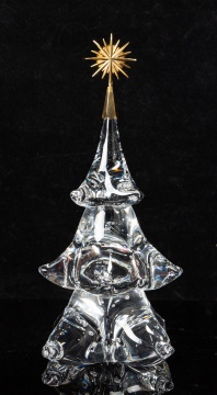 Steuben Crystal "Christmas Tree" with 18K Gold Star